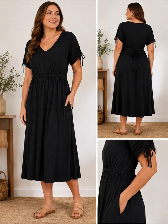 Lane Bryant Dresses & Skirts - Lane Bryant Black V-Neck Midi Dress